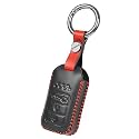JVCV® Soft Handmade Leather Key Cover with Keychain Compatible with Honda City, Elevate, Civic, Jazz, Amaze, CR-V, WR-V, BR-V 3/4 Button Smart Key (Black)
