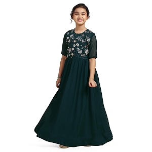 Jwalin Girls Embroidered Maxi DressEthnic Dress