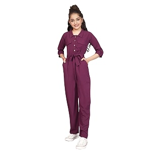 Jwalin Girls Front Button Flap Pocket Belted