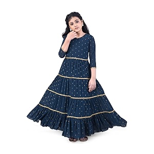 Jwalin Girls Georgette Maxi Length Foil Printed