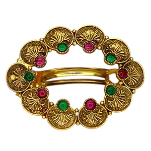 traditional temple design gold-plated hair barrette clip round shape design design 9