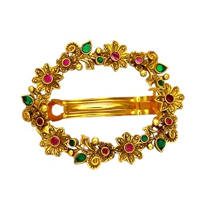 traditional temple design gold-plated hair barrette clip round shape design design 8