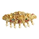 Traditional Gold-Plated Hair Barrette Clip With Floral Design And Beads Danglers (Design-6)
