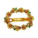 Traditional Temple Design Gold-Plated Hair Barrette Clip (Round Shape Design) (Design 8)