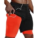 JWJ Mens 2 in 1 Running Shorts Quick Dry Gym Athletic Workout Clothes with Side Pockets