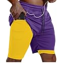 JWJ Mens 2 in 1 Running Shorts Quick Dry Gym Athletic Workout Clothes with Side Pockets
