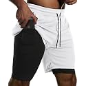JWJ Mens 2 in 1 Running Shorts Quick Dry Gym Athletic Workout Clothes with Side Pockets
