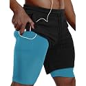 JWJ Mens 2 in 1 Running Shorts Quick Dry Gym Athletic Workout Clothes with Side Pockets