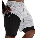 JWJ Mens 2 in 1 Running Shorts Quick Dry Gym Athletic Workout Clothes with Side Pockets