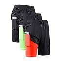 JWJ Mens 2 in 1 Running Shorts Quick Dry Gym Athletic Workout Clothes with Side Pockets