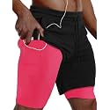 JWJ Mens 2 in 1 Running Shorts Quick Dry Gym Athletic Workout Clothes with Side Pockets