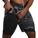 JWJ Mens 2 in 1 Running Shorts Quick Dry Gym Athletic Workout Clothes with Side Pockets