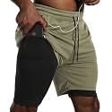 JWJ Mens 2 in 1 Running Shorts Quick Dry Gym Athletic Workout Clothes with Side Pockets