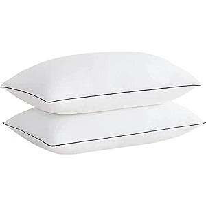 jy luxury hotel quality 15d microfiber filling with breathable cover for side back and stomach sleepers reduces neck pain with black pipen size 17  27 inch set of 2