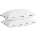 JY Luxury Hotel Quality 15D Microfiber Filling with Breathable Cover for Side Back and Stomach Sleepers, Reduces Neck Pain, with Black Pipen, Size 17 * 27 inch Set of 2