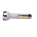 JY SUPER Plastic Rechargeable LED Torch Light and 1 COB Side Flashlight with Charger (Pink)