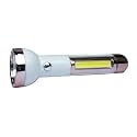 JY SUPER Plastic Rechargeable LED Torch Light and 1 COB Side Flashlight with Charger (White)