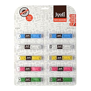 jyoti 36706 tape measure for body measurement sewing dressmaking ruler durable soft flexible inch tape for measurement length 60 inches  150cm - width 13mm - pack of 1 card