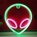 JYWJ Alien LED Neon Signs Desktop Wall Decoration Light(Green+Pink)