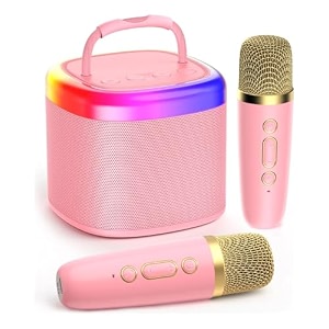 jyx karaoke with 2 microphones kids karaoke for kids and adults mini portable bluetooth speaker toys for girls boys 4-12 years birthday party support at home