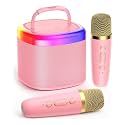 JYX Karaoke with 2 Microphones, Kids Karaoke for Kids and Adults, Mini Portable Bluetooth Speaker Toys for Girls Boys 4-12 Years, Birthday Party Support at Home