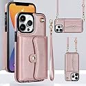 for iPhone 12/12 Pro Case 6.1 Inch, Crossbody Purse Wristlet Shoulder Strap Trendy Protective Cover for iPhone 12/12 Pro (Purple)