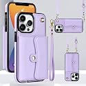 for iPhone 12/12 Pro Case 6.1 Inch, Crossbody Purse Wristlet Shoulder Strap Trendy Protective Cover for iPhone 12/12 Pro (Purple)