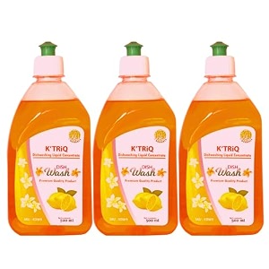 k39triq dish wash liquid gel 500 ml refill pack power of lemons leaves no residue grease cleaner for all utensils concentrated dishwash liquid kitchen soap 500ml pack of 3