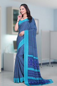 k 5 fashion printed daily wear crepe saree blue