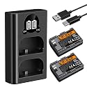 K&F CONCEPT LP-E6P Battery and Dual Slot USB Charger, 2-Pack 2400mAh Real Capacity, Compatible with Canon EOS R6 Mark II/III, R5 Mark II,C50,R6V, R5 R6 R7,6D Mark II,60D,70D,80D, 2.5h Fast Full Charge