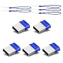 K&amp;ZZ 64GB 5 Pack USB Flash Drives with Lanyard 64G Small USB Drive Ultra Fit Flash Drives Mini Thumb Drive 64 GB Micro USB 2.0 Pen Drive, Blue
