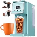 K Cup Coffee Maker With Bold Setting, Single Serve Hot & Iced Coffee Maker for K-Cup and Grounds, 52oz Removable Water Tank, 6 to14oz Brew Sizes, Pod Coffee Machine With Reusable Filter, Blue