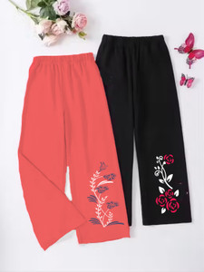 k m r capri for girls casual solid floral print polycotton