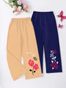 K M R Capri For Girls Casual Solid, Floral Print Polycotton