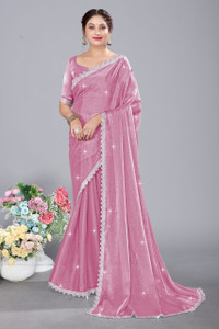 k saliya enterprise embellished bollywood organza pure silk saree pink