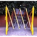 K T I® Foldable Expandable HDPE Barrier Height 3.08 Feetx open length 8.20 Feet Easy to Assemble for Hotels, Malls, Industrial Plants, Airports, Hospitals, Schools, etc| Yellow and Red (Pack Of 1)