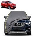 K10 100% Waterproof Car Cover | Dustproof Sun Protection Cover | Soft Cotton Lining | Triple Stitched | Mirror Pocket | Antenna Pocket | All Weather Body Cover (Grey with Yellow Piping)