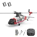 K200 Black Hawk RC Helicopter, 6CH Brushless Remote Control Helicopter Model with Altitude Hold, Optical Flow &amp; Inverted Flight, 6-Axis Gyro Simulation Military Aircraft for Adults (2 Battery/Red)