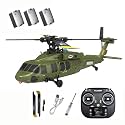 K200 Black Hawk RC Helicopter, 6CH Brushless Remote Control Helicopter Model with Altitude Hold, Optical Flow &amp; Inverted Flight, 6-Axis Gyro Simulation Military Aircraft for Adults (3 Battery/Green)