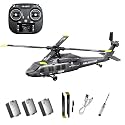 K200 Black Hawk RC Helicopter, 6CH Brushless Remote Control Helicopter Model with Altitude Hold, Optical Flow &amp; Inverted Flight, 6-Axis Gyro Simulation Military Aircraft for Adults (3 Battery/Grey)