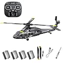 K200 Black Hawk RC Helicopter, 6CH Brushless Remote Control Helicopter Model with Altitude Hold, Optical Flow &amp; Inverted Flight, 6-Axis Gyro Simulation Military Aircraft for Adults (4 Battery/Grey)