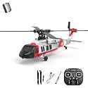 K200 Black Hawk RC Helicopter, 6CH Brushless Remote Control Helicopter Model with Altitude Hold, Optical Flow &amp; Inverted Flight, 6-Axis Gyro Simulation Military Aircraft for Adults (1 Battery/Red)