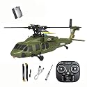 K200 Black Hawk RC Helicopter, 6CH Brushless Remote Control Helicopter Model with Altitude Hold, Optical Flow &amp; Inverted Flight, 6-Axis Gyro Simulation Military Aircraft for Adults (1 Battery/Green)