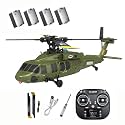 K200 Black Hawk RC Helicopter, 6CH Brushless Remote Control Helicopter Model with Altitude Hold, Optical Flow &amp; Inverted Flight, 6-Axis Gyro Simulation Military Aircraft for Adults (4 Battery/Green)