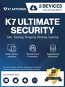 K7 Security 2 PC 1 Year Ultimate Security Compatible with Android, Windows, Mac, iOS (Email Delivery - No CD)