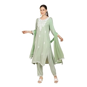 Kaari Womens Chikankari Kurta Set with Dupatta