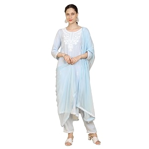 Kaari Womens Chikankari Kurta Set with Dupatta
