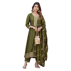 Kaari Womens Embroidered Kurta Set with Dupatta