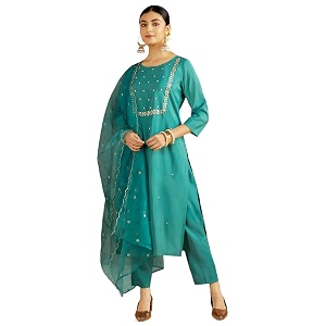 Kaari Womens Hand Embroidered Kurta Set with