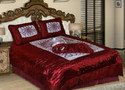 Kaashvi Satin Queen Sized Bedding Set Maroon
